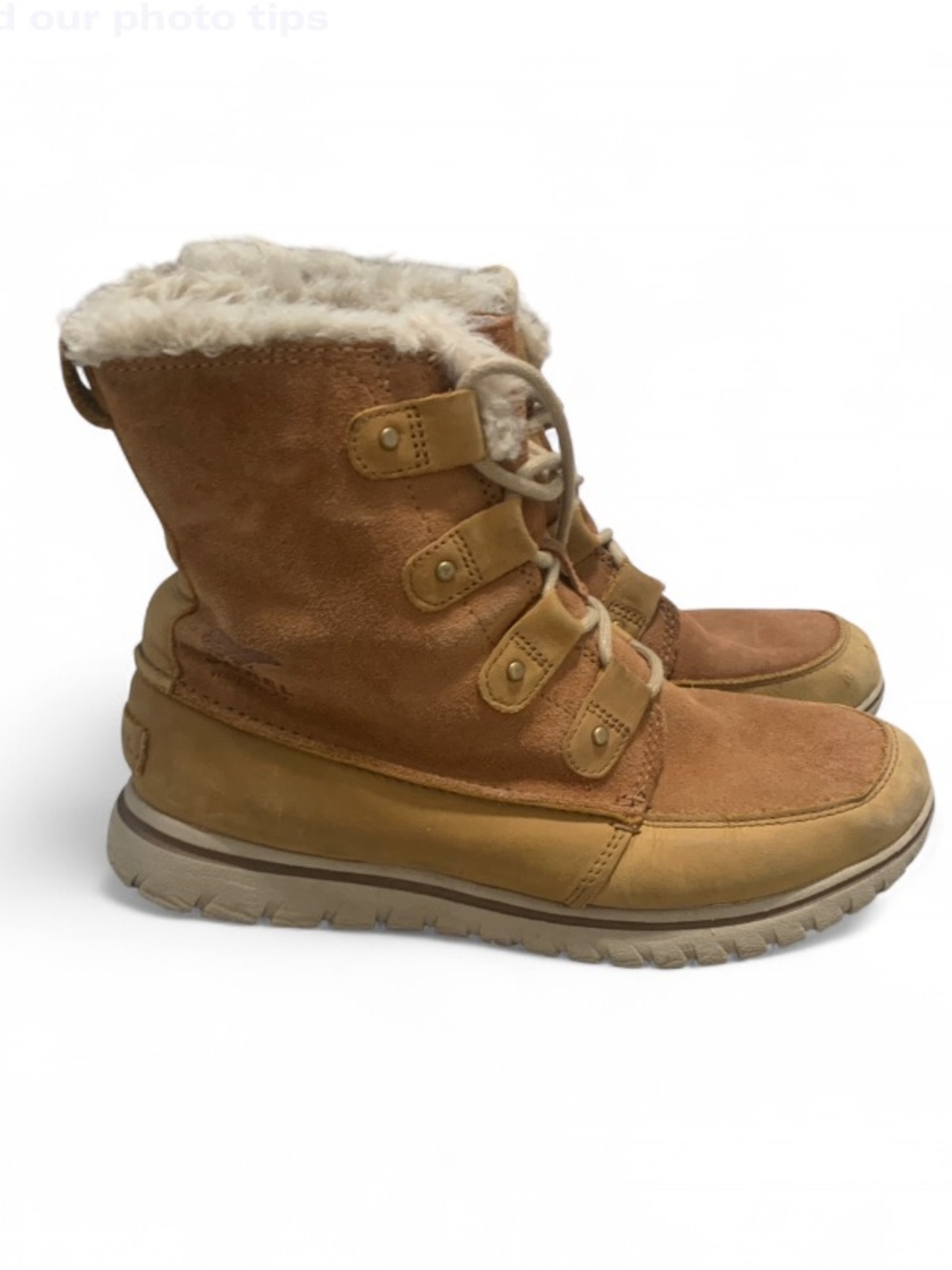 Sorel Joan Tan Suede Faux-Fur Lined Winter Boots